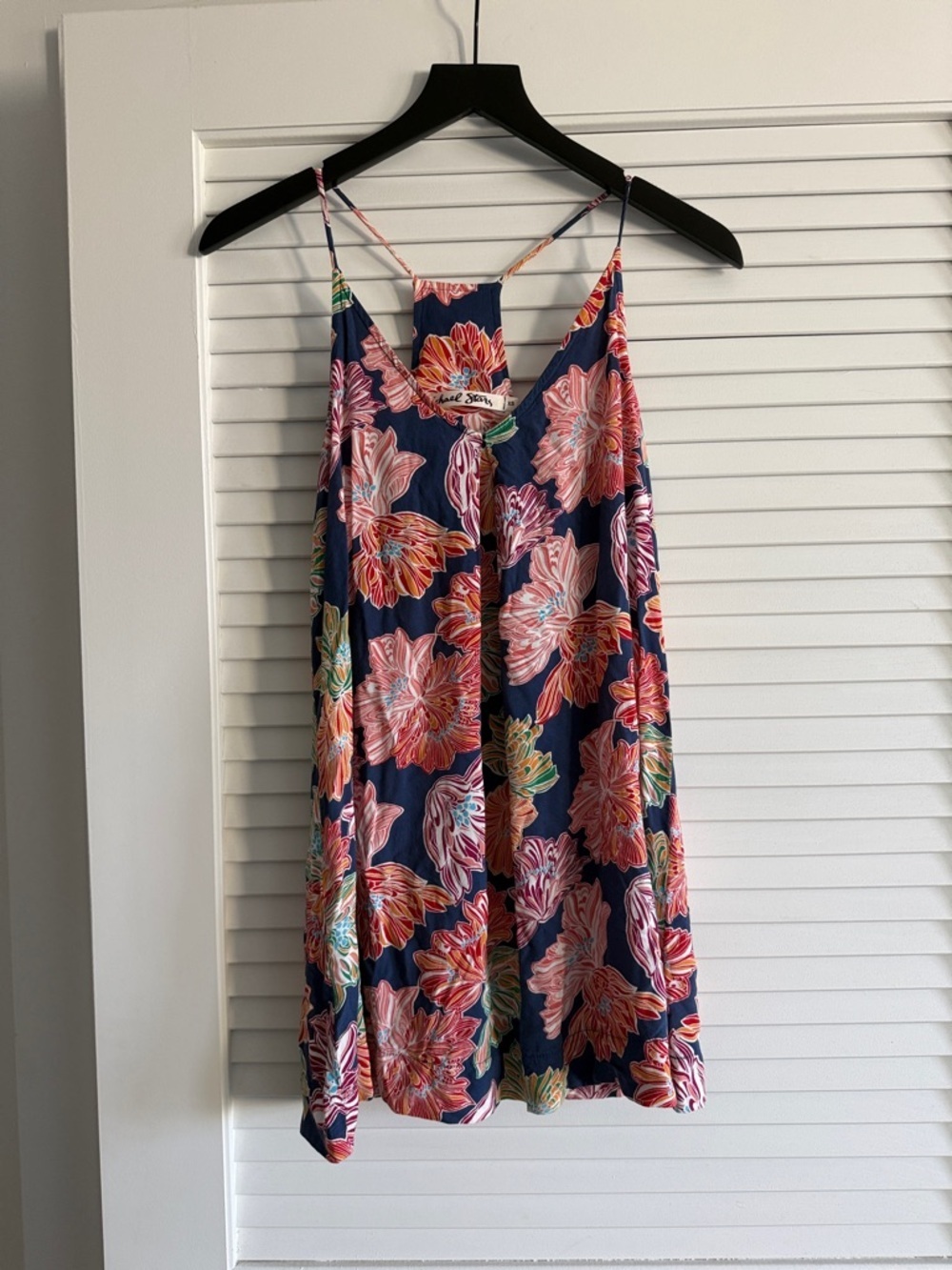 Michael Stars Navy Floral Slip Mini Dress Racerback XS